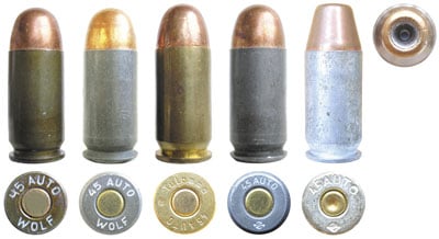  Российские патроны .45 АСР производства Тульского патронного завода (торговые марки WOLF и Tulammo) и Ульяновского патронного завода