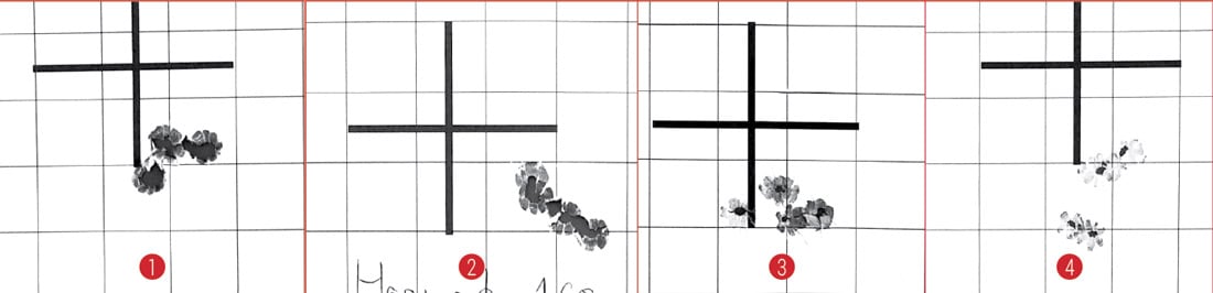 Результаты отстрела McMillan Alias CS5 на дистанции 100 м: 1) и 2) — патронами Hornady BTHP Match 168 гран, 3) дозвуковыми Nexus Subsonic Match 175 гран и 4) дозвуковыми Nexus Subsonic Match 220 гран
