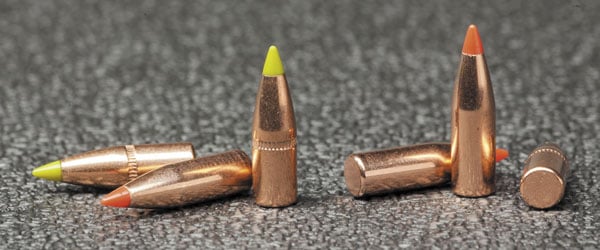  Пули .224-го калибра Hornady V-Max 60 гран и Z-Max 55 гран не имеют «боаттэйлов» — дистанции отстрела животных-вредителей и полчищ зомби обычно невелики 